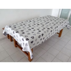 Nappe coré coeurs sur fond blanc 140  X  140 cm